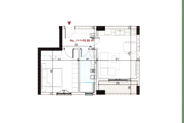 Apartment for sale in Tirana 1+1, Emty