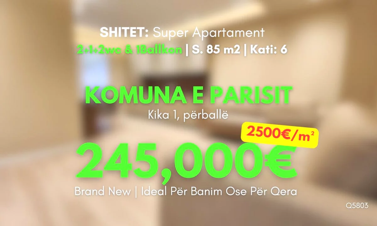 Apartment for sale in Tirana 2+1, Furnished