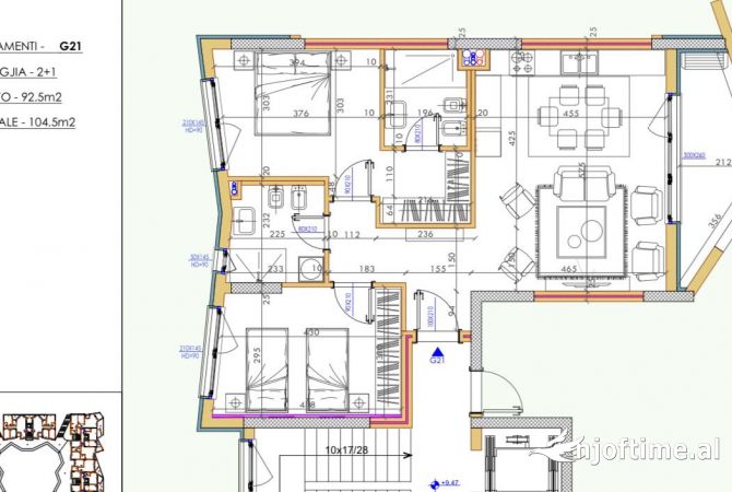 Shtepi me qera Apartament ne Tirane, 2+1, Mobilimi Bosh, pa mobiluar, Pagesa 450  Euro.