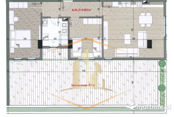 Shtepi ne shitje Apartament ne Tirane, 2+1, Mobilimi Bosh, pa mobiluar, Pagesa 129,013  Euro.