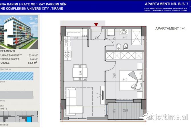 Shtepi ne shitje 1+1 ne Tirane - 77,000 Euro