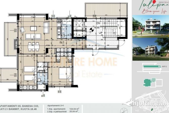Shitet apartament 2+1+2 kompleksi Tulipan Residenc