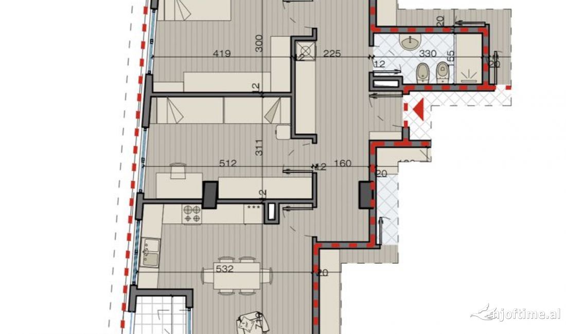 Shtepi ne shitje Apartament ne Tirane, 3+1, Mobilimi Bosh, pa mobiluar, Pagesa 235,200  Euro.