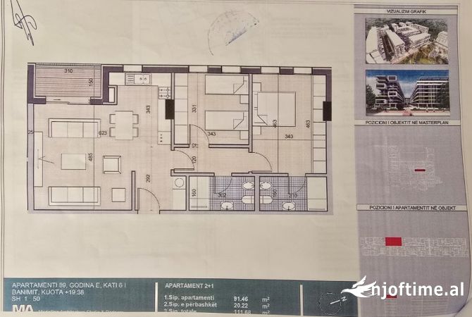 House for Sale 2+1 in Tirana - 116,500 Euro