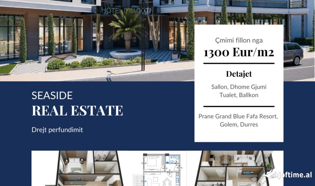 Shtepi ne shitje Apartament ne Durres, 1+1, Mobilimi Bosh, pa mobiluar, Pagesa 80,000  Euro.