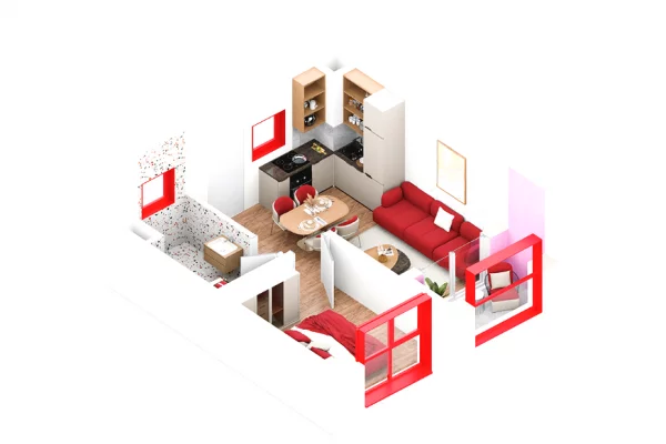 Shtepi ne shitje Apartament ne Tirane, 1+1, Mobilimi Bosh, pa mobiluar, Pagesa 99,000  Euro.