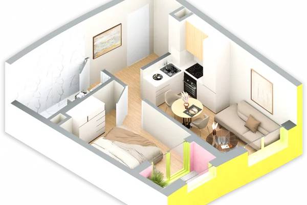 SHITET APARTAMENT 1+1 NE REZIDENCA BALLADA LIQENI I FARKES ME KREDI DERI NE 80%