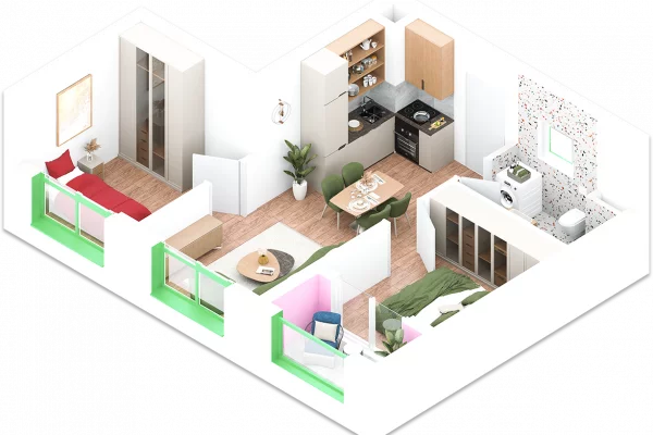 Shtepi ne shitje Apartament ne Tirane, 1+1, Mobilimi Bosh, pa mobiluar, Pagesa 126,000  Euro.