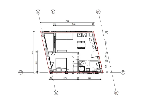 Apartment for sale in Tirana 1+1, Emty