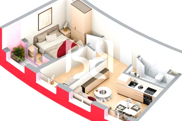 Apartment for sale in Tirana 1+1, Emty