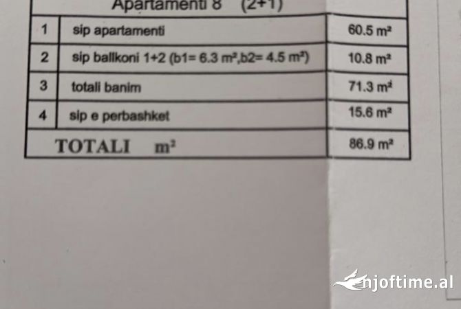 Shtepi ne shitje Apartament ne Tirane, 2+1, Mobilimi Bosh, pa mobiluar, Pagesa 130,000  Euro.