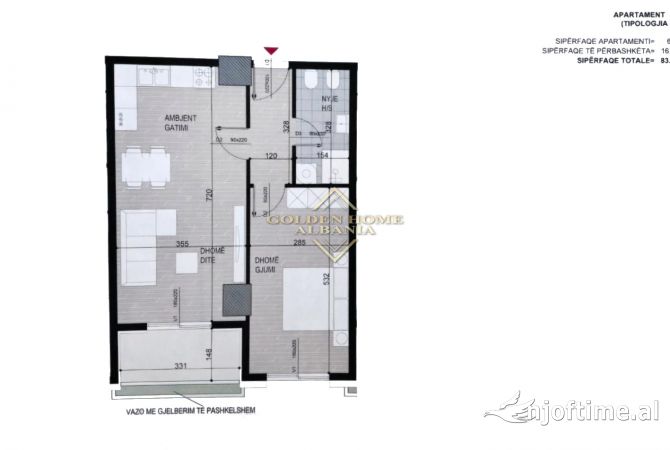 Shtepi ne shitje Apartament ne Tirane, 1+1, Mobilimi Bosh, pa mobiluar, Pagesa 108,500  Euro.