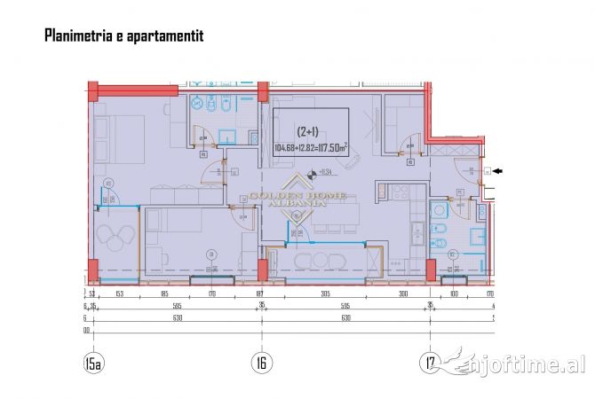 Shtepi ne shitje Apartament ne Tirane, 2+1, Mobilimi Bosh, pa mobiluar, Pagesa 176,250  Euro.