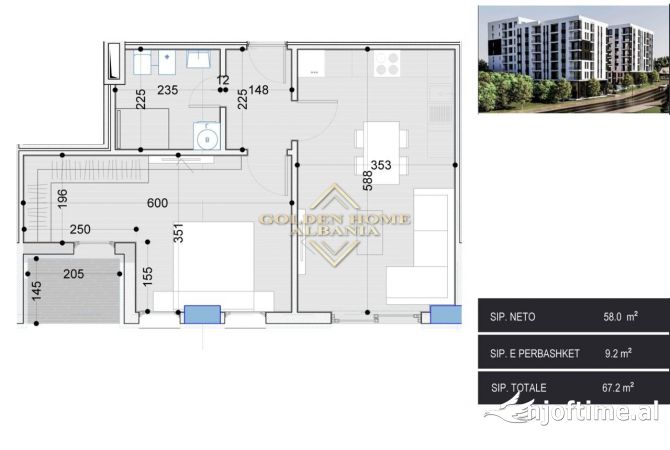 Shtepi ne shitje 1+1 ne Tirane - 67,200 Euro