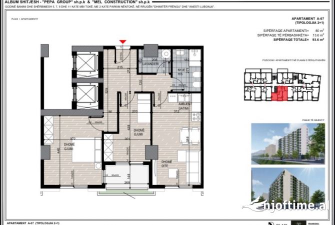 Shtepi ne shitje 2+1 ne Tirane - 122,500 Euro