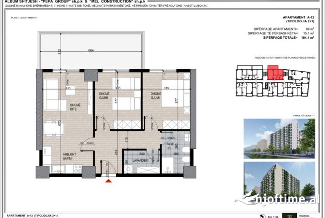 Shtepi ne shitje 2+1 ne Tirane - 145,000 Euro