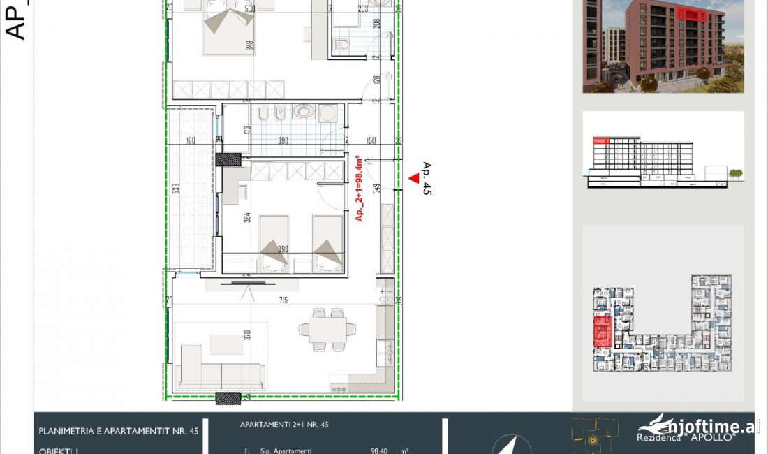 Shtepi ne shitje Apartament ne Tirane, 2+1, Mobilimi Bosh, pa mobiluar, Pagesa 108,400  Euro.