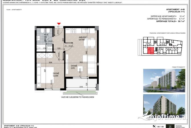 Shtepi ne shitje 1+1 ne Tirane - 77,600 Euro
