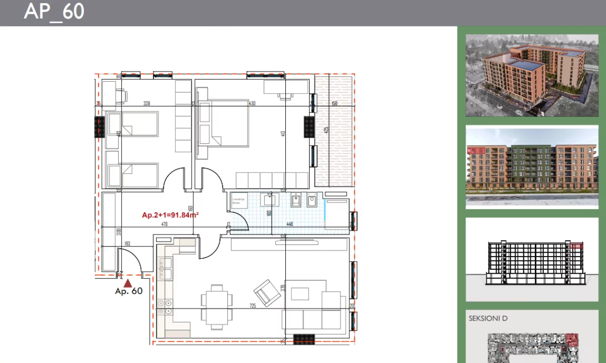 Apartment for sale in Tirana 2+1, Emty