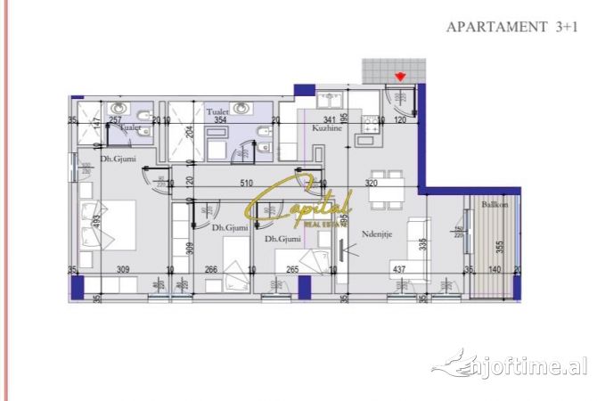 Shtepi ne shitje Apartament ne Tirane, 3+1, Mobilimi Bosh, pa mobiluar, Pagesa 139,000  Euro.