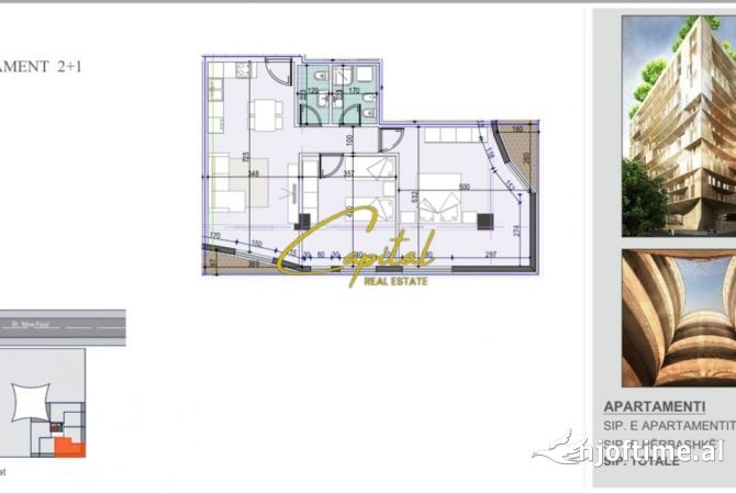 Shtepi ne shitje Apartament ne Tirane, 2+1, Mobilimi Bosh, pa mobiluar, Pagesa 230,000  Euro.