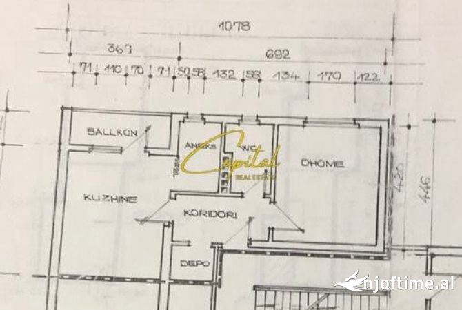 Shtepi ne shitje Apartament ne Tirane, 1+1, Mobilimi Bosh, pa mobiluar, Pagesa 95,000  Euro.