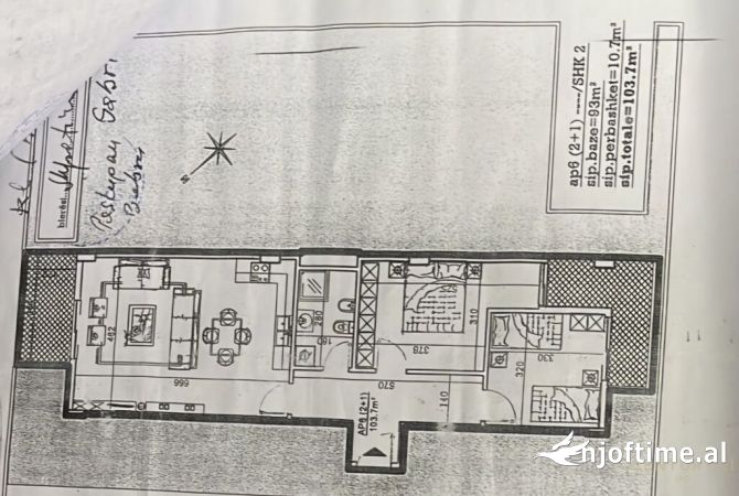 Shtepi ne shitje Apartament ne Tirane, 2+1, Mobilimi Bosh, pa mobiluar, Pagesa 135,000  Euro.