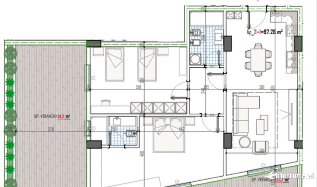 Shtepi ne shitje Apartament ne Tirane, 2+1, Mobilimi Bosh, pa mobiluar, Pagesa 90,000  Euro.
