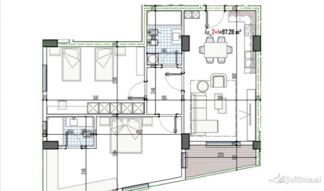 Shtepi ne shitje Apartament ne Tirane, 2+1, Mobilimi Bosh, pa mobiluar, Pagesa 90,000  Euro.