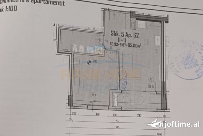 Shtepi ne shitje Apartament ne Tirane, 1+1, Mobilimi Bosh, pa mobiluar, Pagesa 97,500  Euro.
