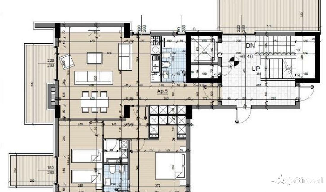Shtepi ne shitje Apartament ne Tirane, 2+1, Mobilimi Bosh, pa mobiluar, Pagesa 273,752  Euro.