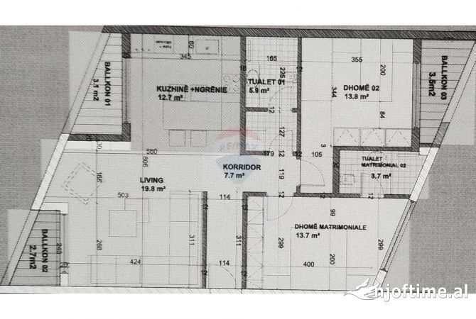 Shtepi ne shitje Apartament ne Tirane, 2+1, Mobilimi Bosh, pa mobiluar, Pagesa 213,000  Euro.