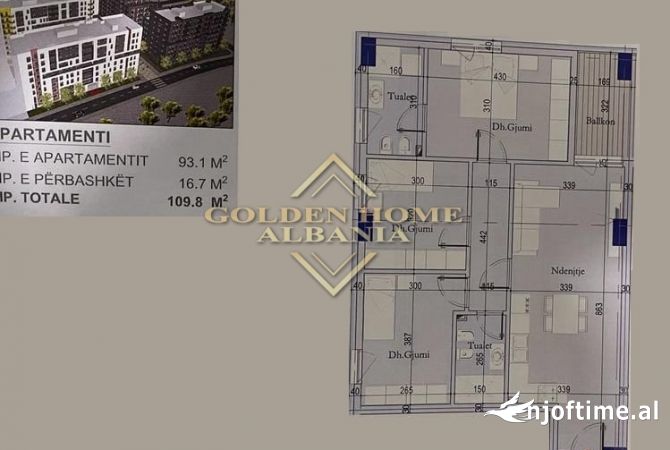 Shtepi ne shitje Apartament ne Tirane, 3+1, Mobilimi Bosh, pa mobiluar, Pagesa 119,682  Euro.