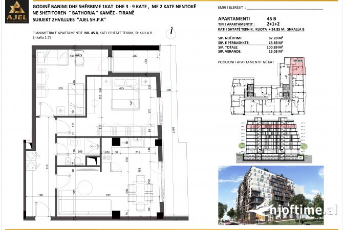 Shtepi ne shitje 2+1 ne Tirane - 85,924 Euro