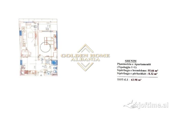 Shtepi ne shitje Apartament ne Tirane, 1+1, Mobilimi Bosh, pa mobiluar, Pagesa 62,700  Euro.