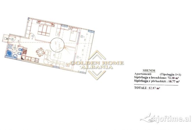 Shtepi ne shitje Apartament ne Tirane, 1+1, Mobilimi Bosh, pa mobiluar, Pagesa 62,700  Euro.