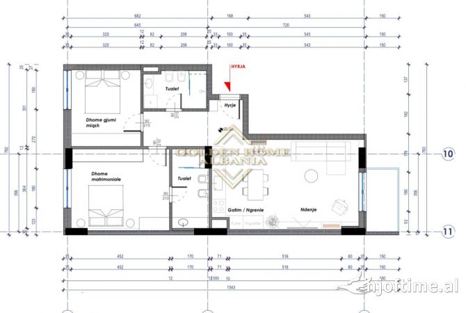 Shtepi ne shitje Apartament ne Tirane, 2+1, Mobilimi Bosh, pa mobiluar, Pagesa 206,000  Euro.