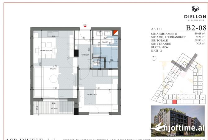 Shtepi ne shitje 1+1 ne Tirane - 82,500 Euro