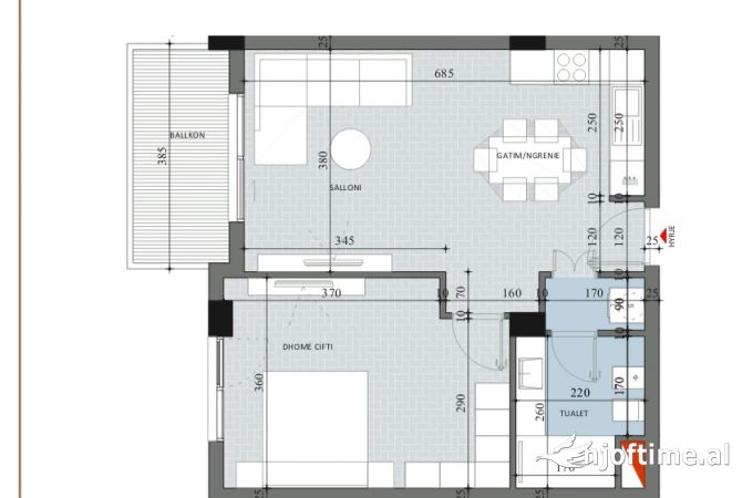 Shtepi ne shitje 1+1 ne Tirane - 90,000 Euro