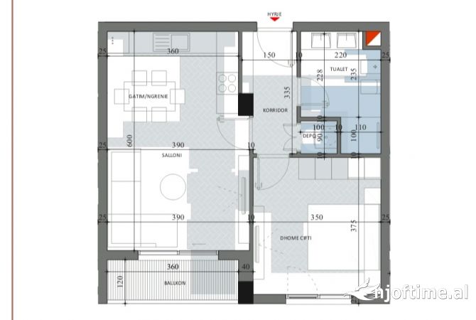 Shtepi ne shitje 1+1 ne Tirane - 74,800 Euro