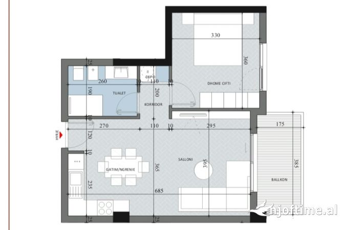 Shtepi ne shitje 1+1 ne Tirane - 80,400 Euro