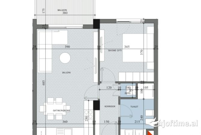 Shtepi ne shitje 1+1 ne Tirane - 88,800 Euro