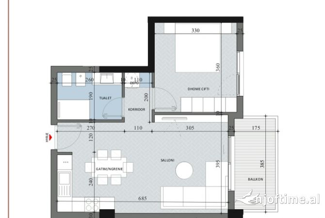 Shtepi ne shitje 1+1 ne Tirane - 80,400 Euro