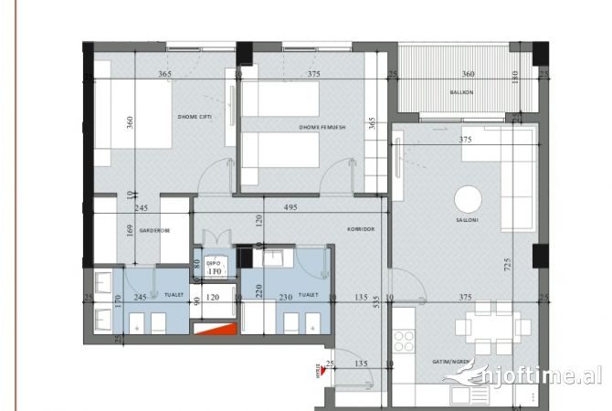 Shtepi ne shitje 1+1 ne Tirane - 138,000 Euro