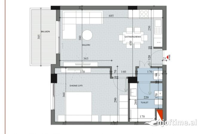 Shtepi ne shitje 1+1 ne Tirane - 90,000 Euro