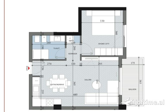 Shtepi ne shitje 1+1 ne Tirane - 80,400 Euro