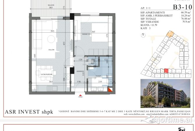 Shtepi ne shitje 1+1 ne Tirane - 72,000 Euro