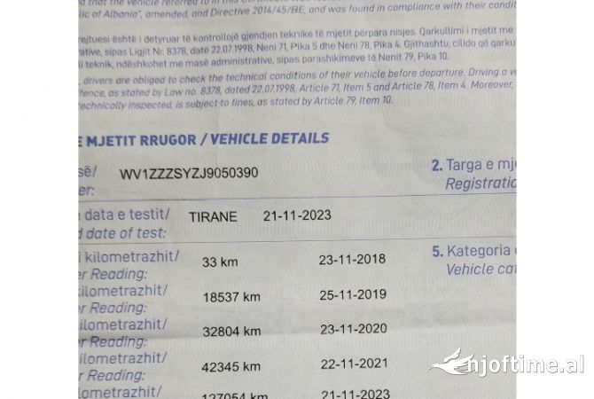 Cars for sale in Tirana, Volkswagen, 2018 Diesel,Kambio Manual Payment 1,700  Euro.