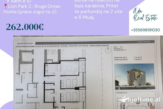 Shtepi ne shitje 2+1 ne Tirane - 262,000 Euro