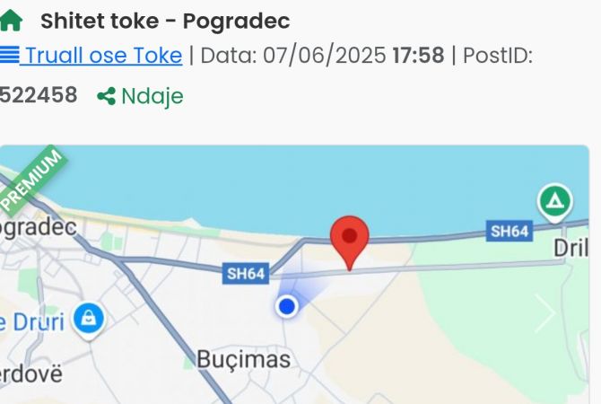 Truall ose Toke  ne Pogradec - 180,000 Euro